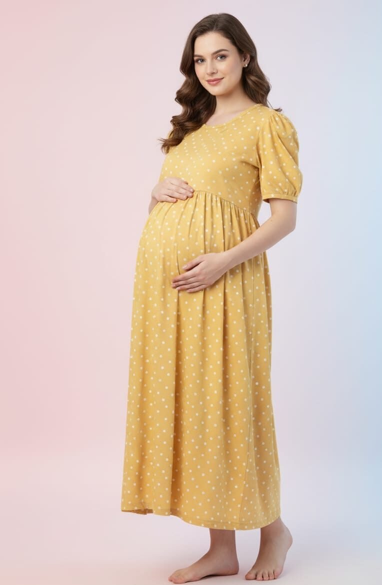 Womens Puffsleeve zipless feeding Nighty