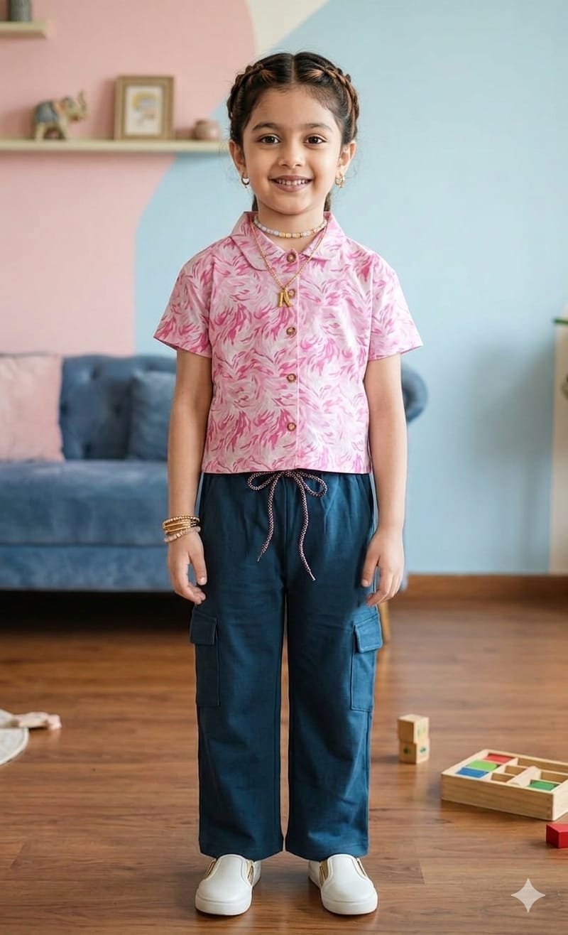 Deepteal/Pink Floral Top