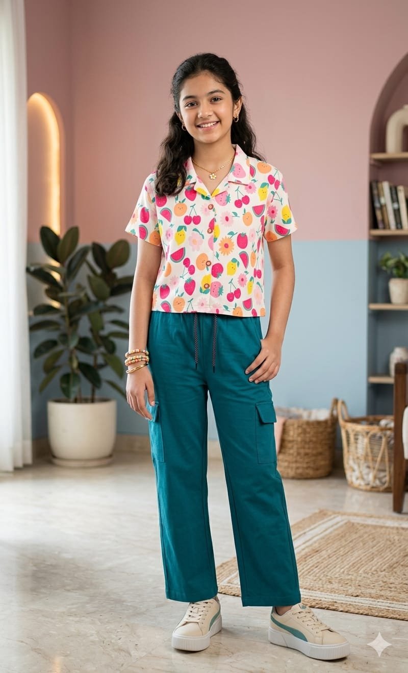 Teal Green/Floral Top