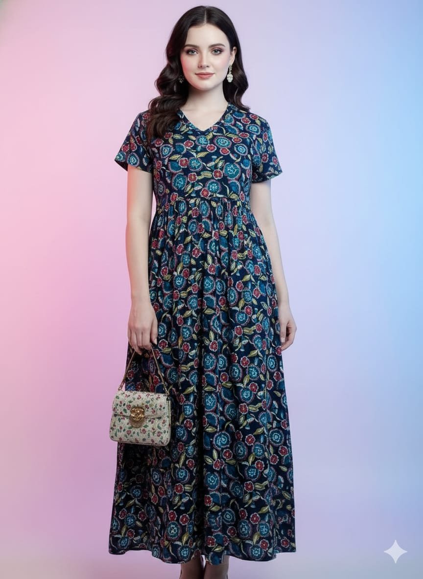 Black Colour V-Neck Maxi