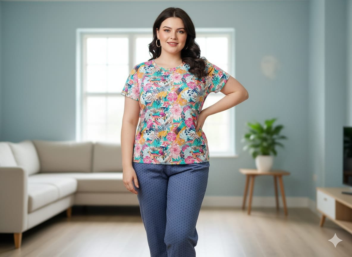 Light Blue & Floral Pyjama Set