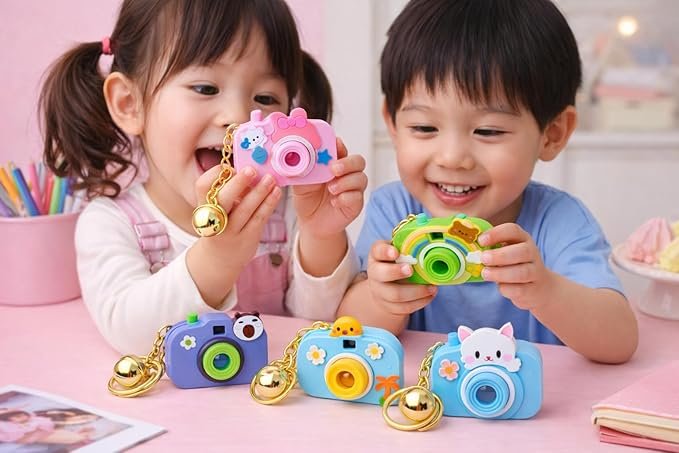 Cute Cartoon Projection Camera Keychain