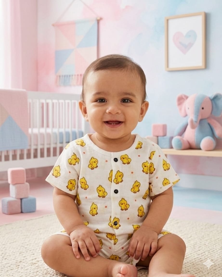 Soft Cream Yellow Chick Prints