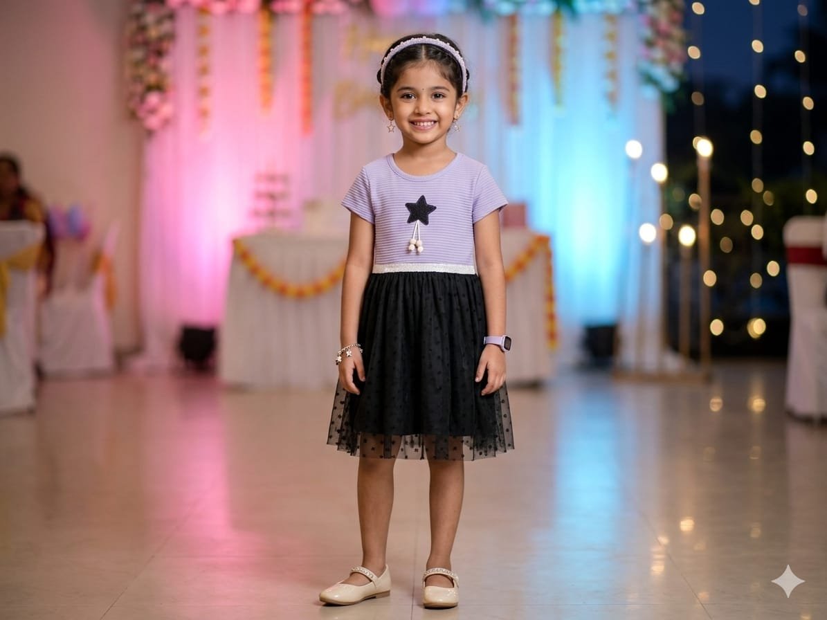 Lavender with Black Mesh Frocks