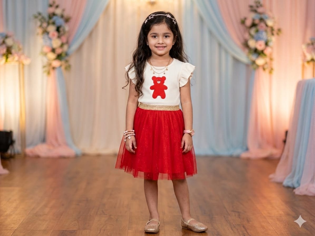 Sandal with Red Mesh Frocks