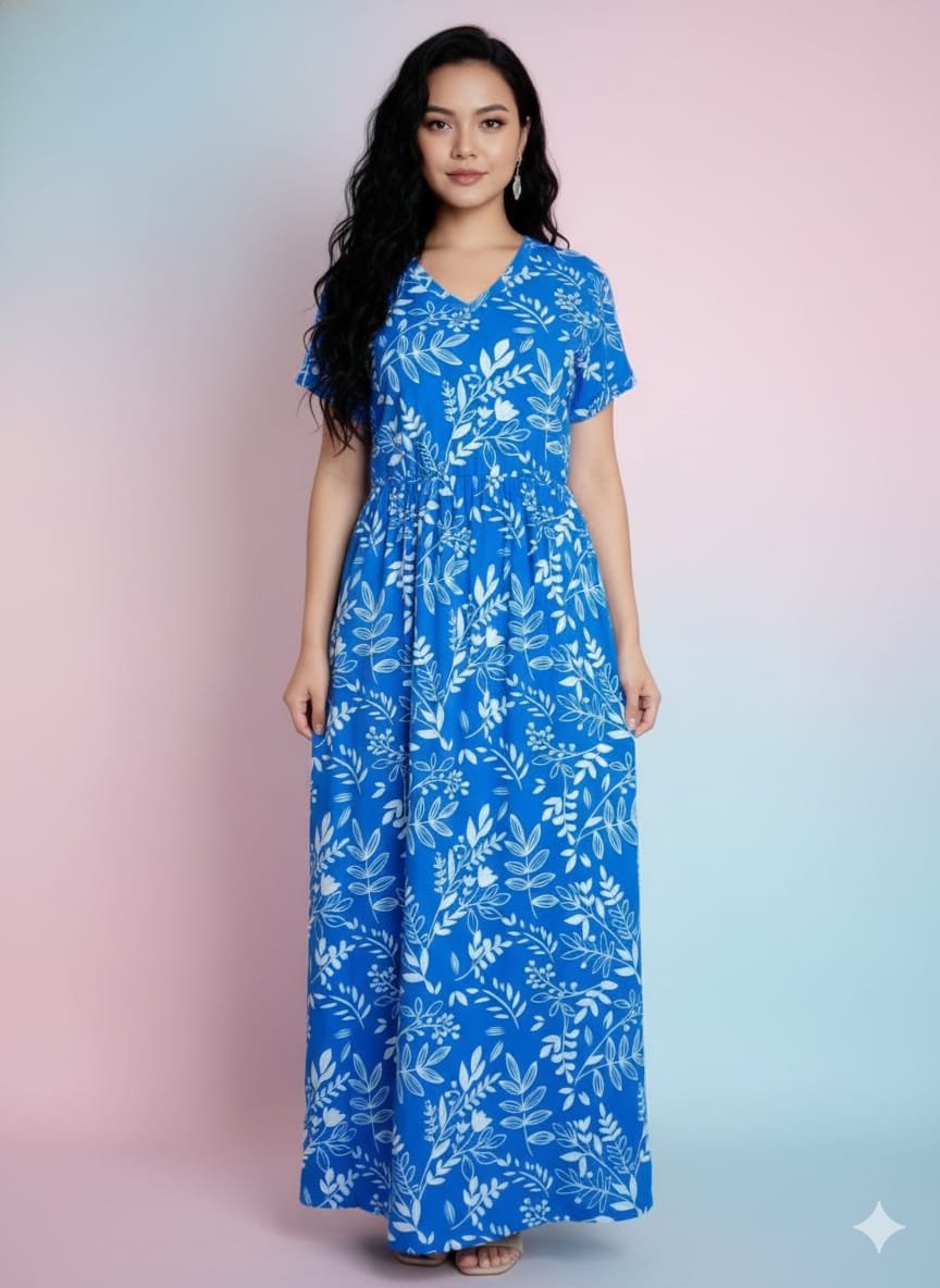 Skyblue V-Neck Maxi