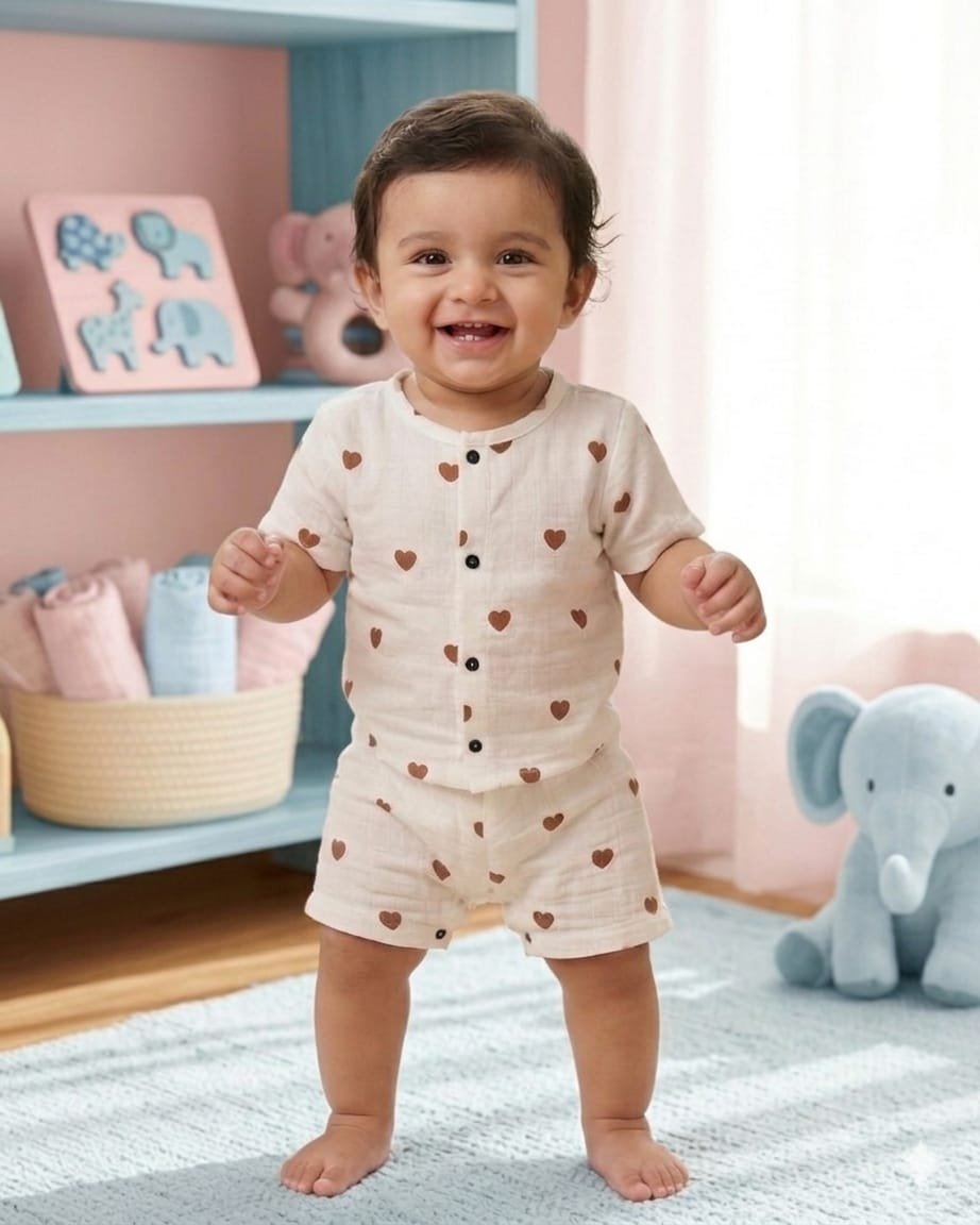 Off White Heart Print