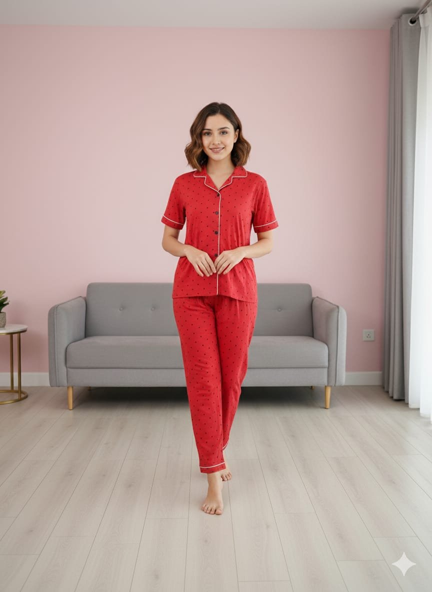 Red Colour Pyjama Set