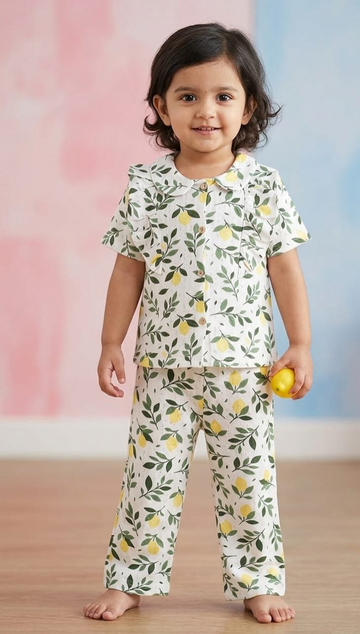 white with Green Frills Top