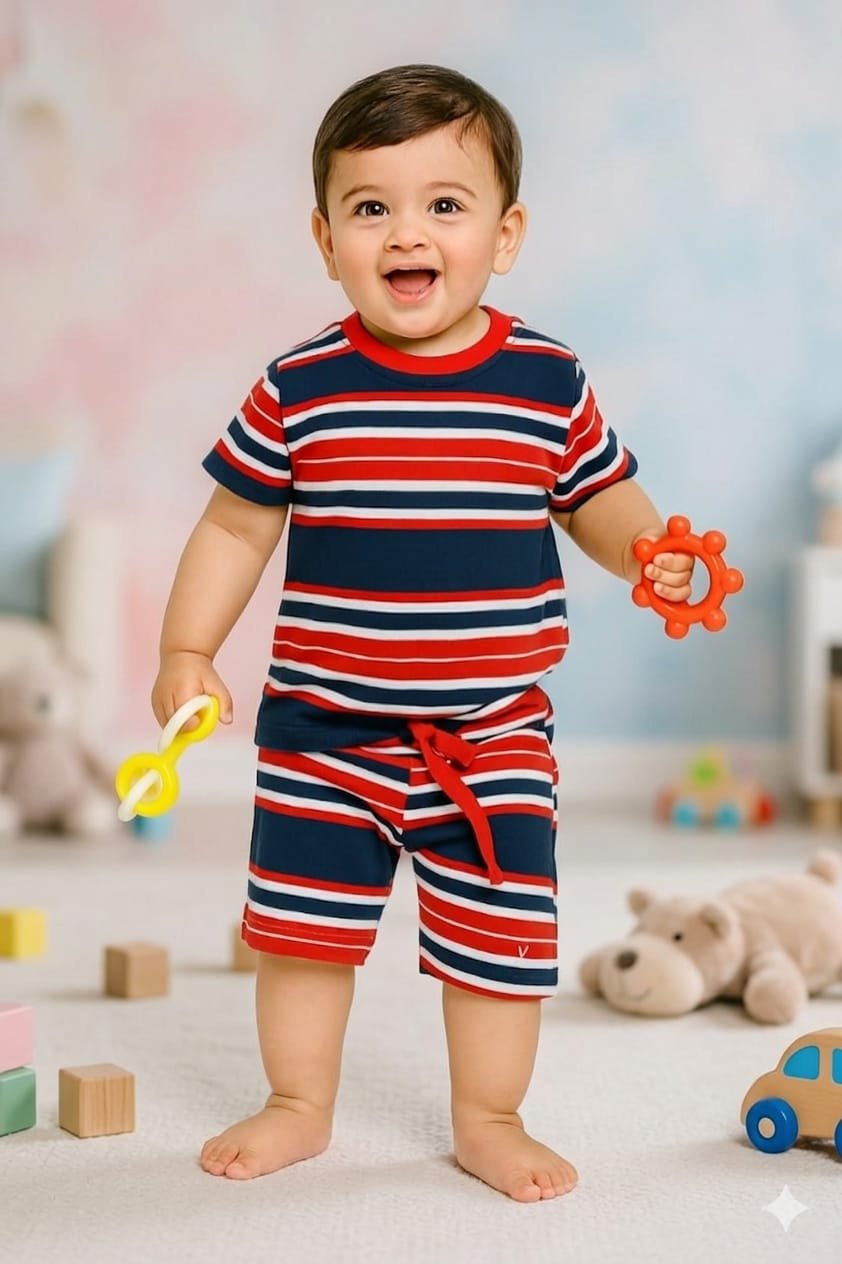 Dark Navyblue & Red Stripe Sets