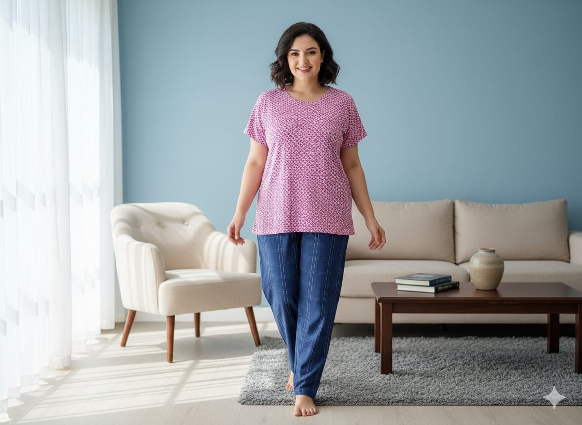 Blue with Pink Pyjama Set