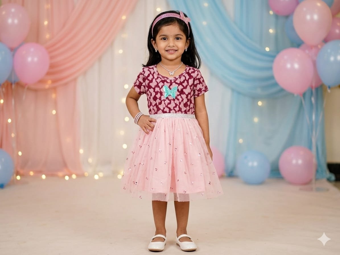 Violet with Pink Mesh Frocks