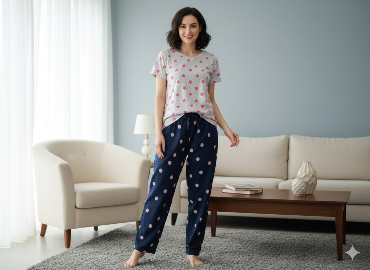 Navyblue with Ash Pyjama Set