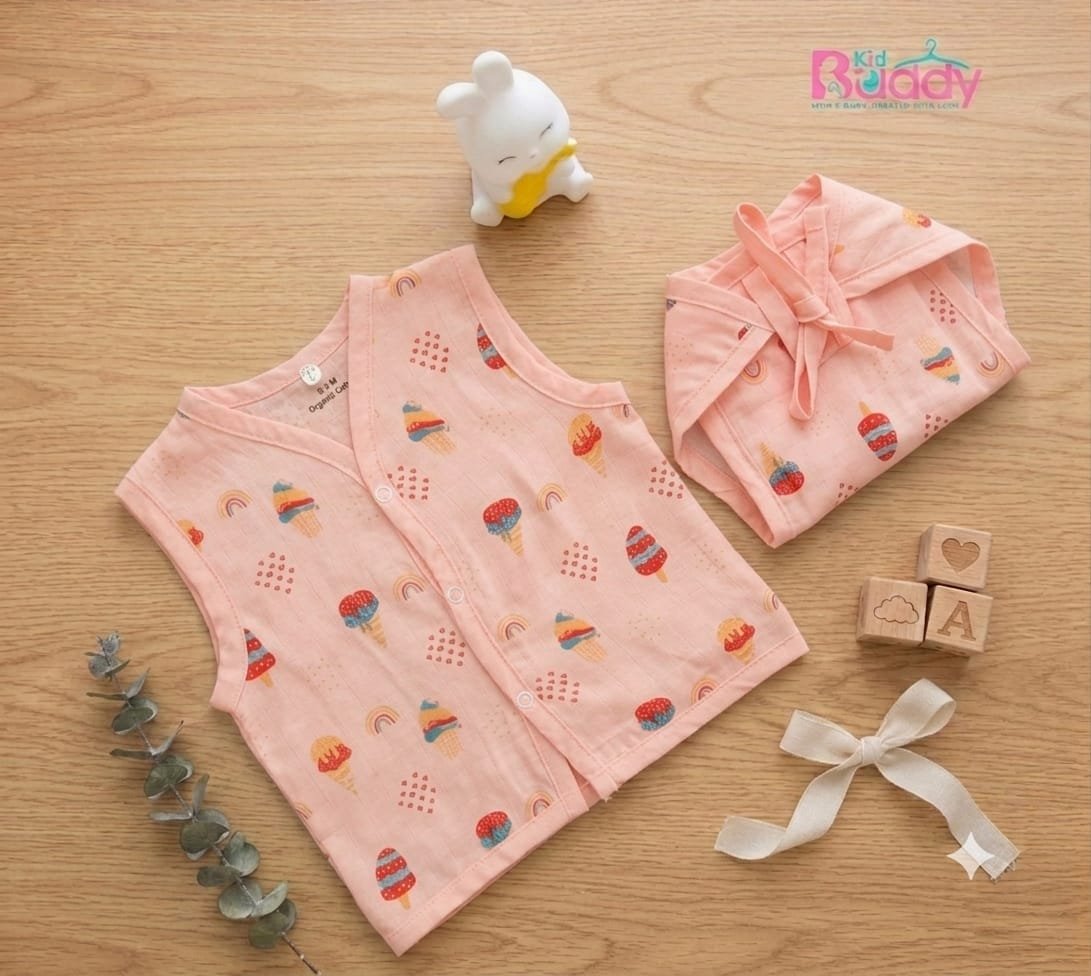 Muslin Button Jabla Pastel Pink