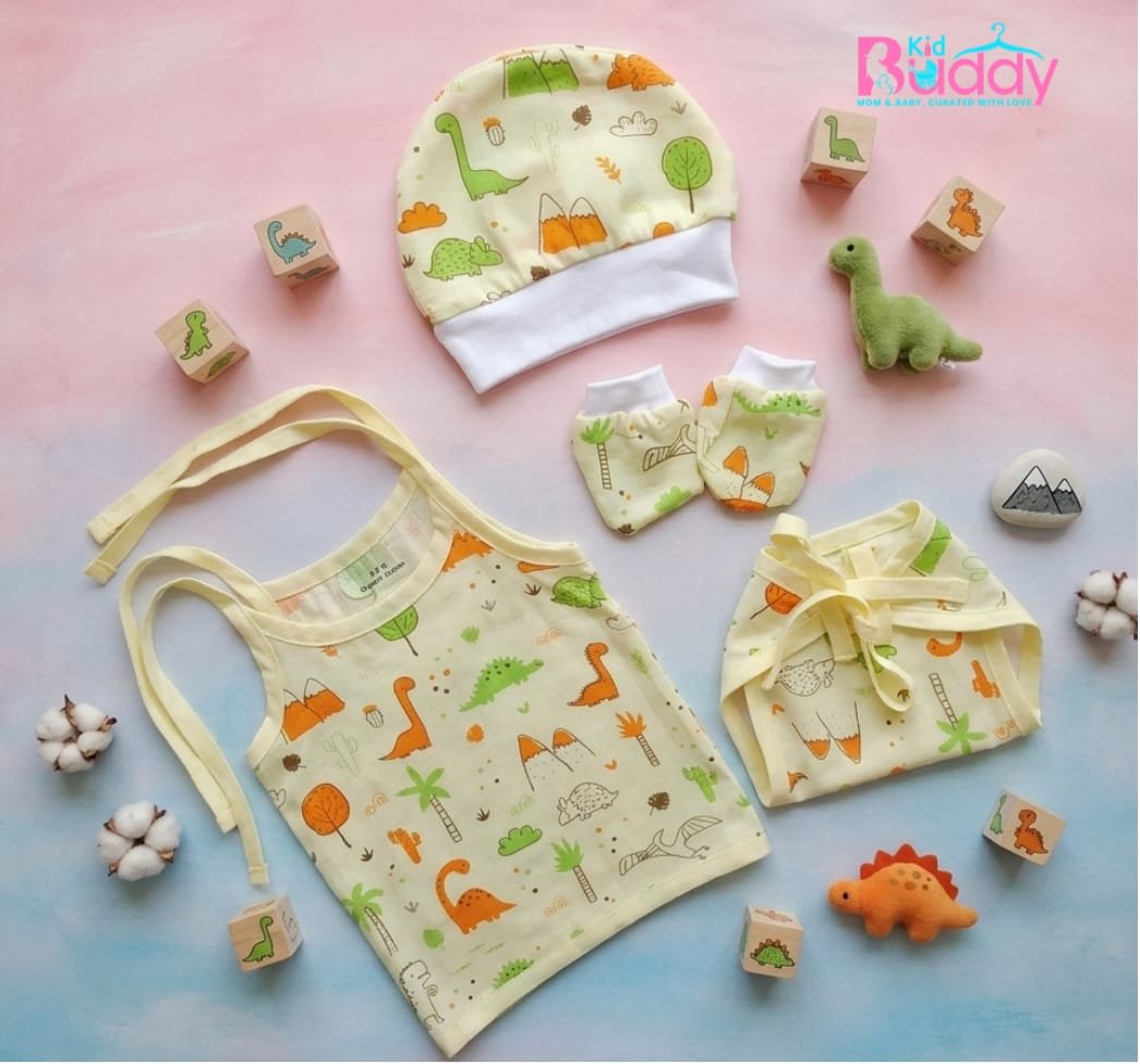 Muslin Butter Yellow Knot Jhabla Sets